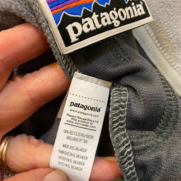 Patagonia Gray Micro D Snap-T Fleece Full Zip Jacket Kids Size L 12 - Picture 6 of 8